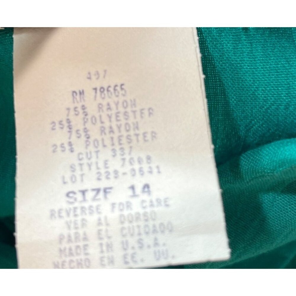 Vintage Niki Danielle Dress Women 14 Turquoise Shirt Dress Bird Brooch USA Made - Picture 4 of 10